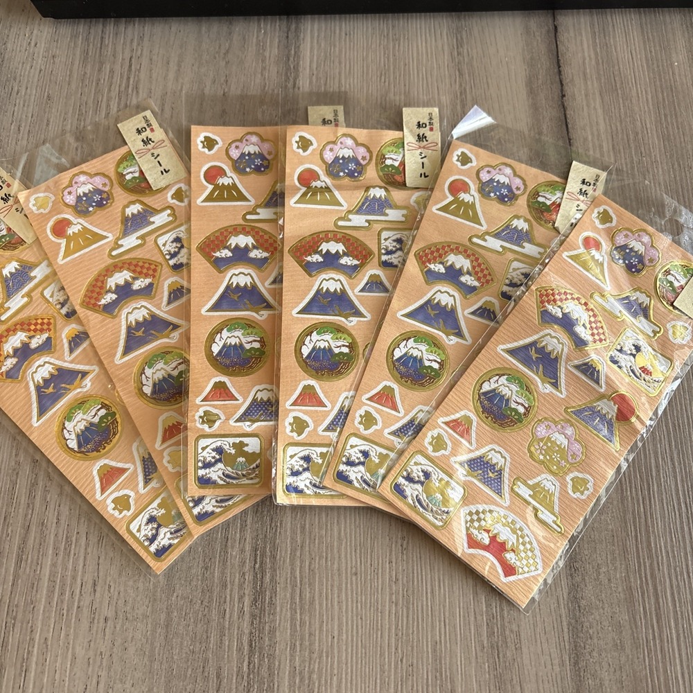 Chikyu Greetings Mt Fuji Japanese Sticker Set Kawaii Japan Lot of 6 Q240-103